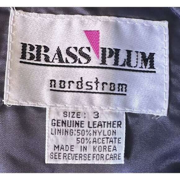 Vintage Y2K Brass Plum Gray Leather Pencil Skirt Jr Size 3 Midi‎ Zipper Mob Wife - Picture 12 of 16